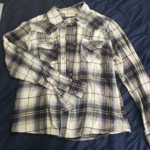 Plaid button long sleeve